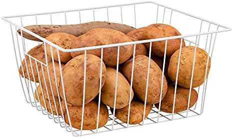 4 Pack Wire Storage Baskets for Organizing, Freezer Organizer Bins, Pantry Organization Bins Cabinets - Metal Basket Kit