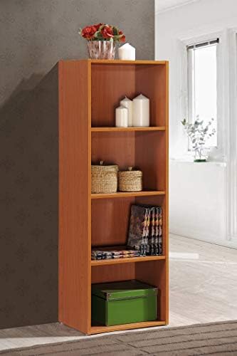 Hodedah 4-Shelf Bookcase in Cherry