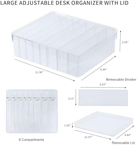 Large Cord Storage Box with Lid, Clear, Wire Ties Included