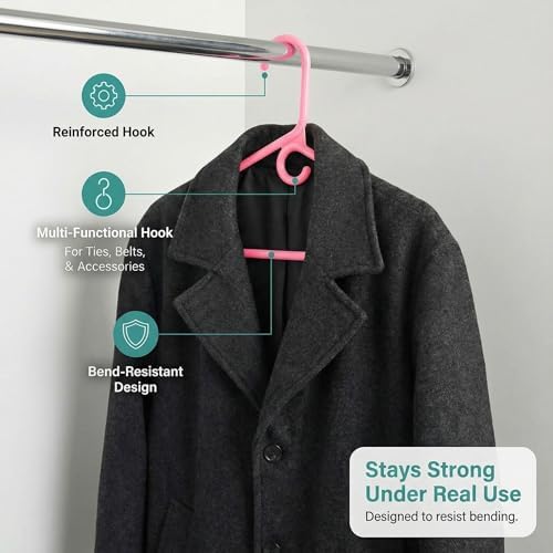 DEILSY™ Heavy Duty Plastic Hangers 10 Pack Thick Pink Heavy Duty Hangers