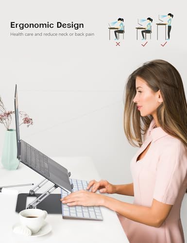 Aoviho Adjustable Laptop Stand for Desk,Portable Laptop Stand Holder and Riser,Foldable Aluminum Notebook Computer Stand