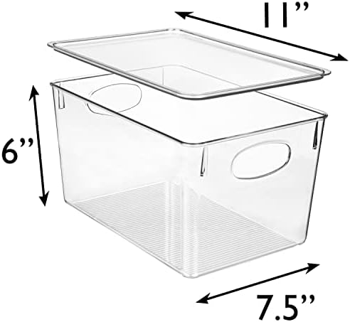 CLEARSPACE Plastic Storage Bins With lids – Perfect Kitchen Fridge Organizer, Pantry Organization, Cabinet Organizers (8
