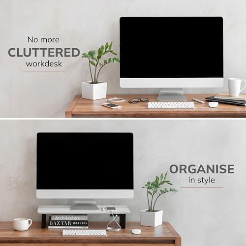 Anji Mountain Monitor Stand for Desk - Desktop Organizer & Laptop Riser, Ergonomic Monitor Riser, Space-Saving, Durable,