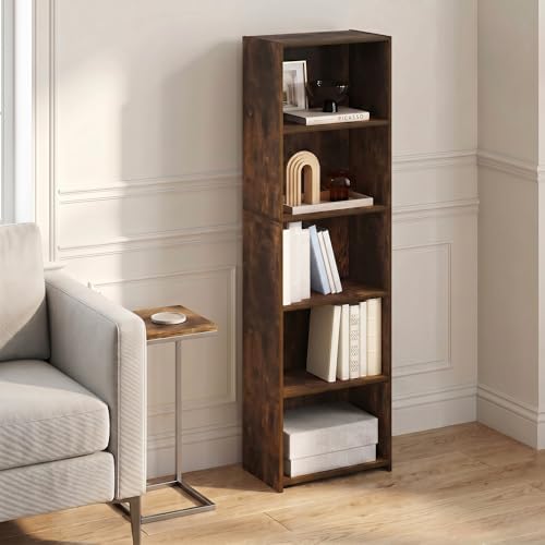 5-Cube Bookshelf, Bookcase, Book Shelf, Cube Storage Organizer with Open Shelf, 9.4 x 15.8 x 52, for Home Office, Living