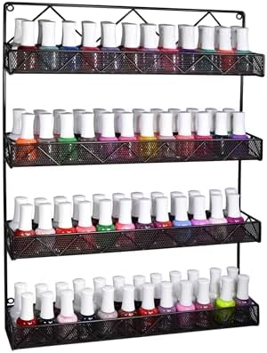 AMT 4 Tier Nail Rack, Pack Metal Wall Mount Organizer, Essential Oils Organizer, Pantry Cabinet Door Shelf Storage. Hang
