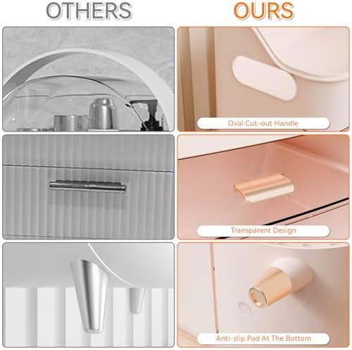 Yieach Pink Make up Organizer for Countertop,Vanity,Large Capacity Bathroom Makeup Skincare Organizers With Brush Holder