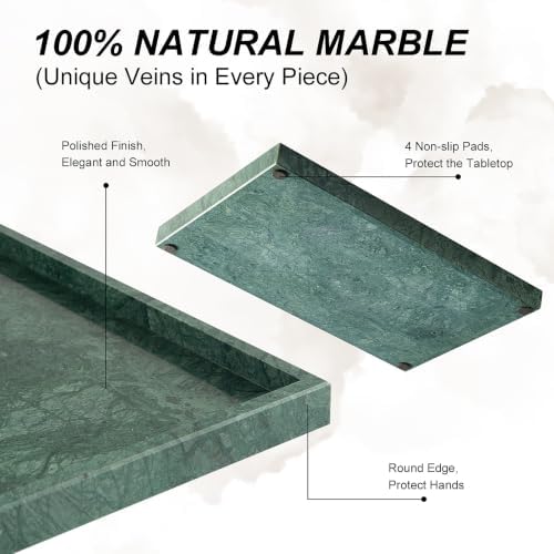 Real Natural Large Marble Tray for Bathroom, Vanity, Kitchen Counter