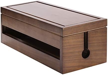 Changsuo Cable Management Box Wooden Cord Organizer Box for Extension Cord Power Stripe Surge Protector Wire Management 