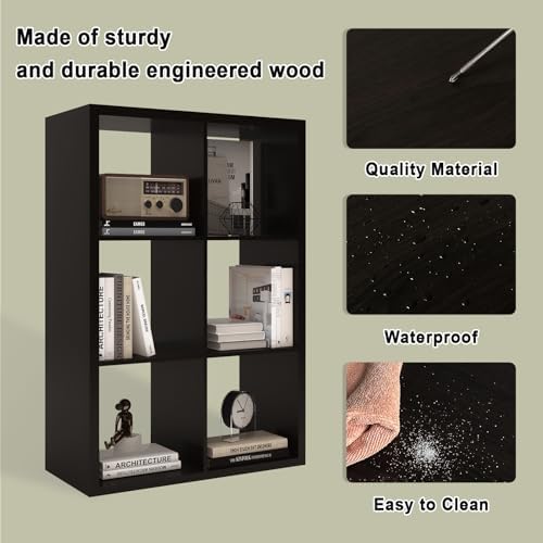 6 Cube Storage Organizer Shelf, Chocolate Color 13in