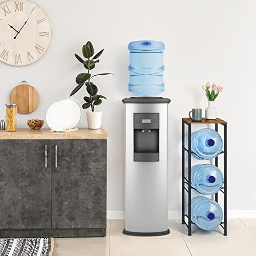 5 Gallon Water Jug Holder 3-Tiers Water Dispenser Stand Rack, Water Bottle Organizer with Storage Shelves for Kitchen Li