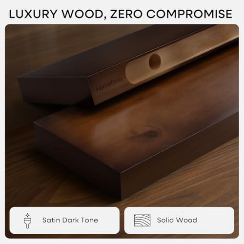 Homeforia 20 Inch Floating Shelves, High-End Solid Pine Wood, Set of 4