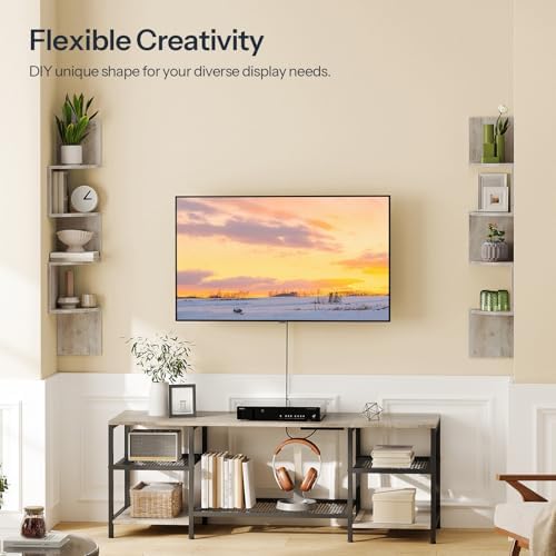 HOOBRO Corner Shelf Wall-Mounted, Set of 2 Floating Corner Shelves for Wall