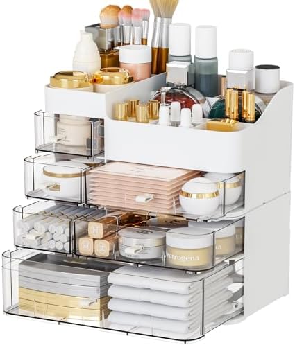 SuoXing Makeup Organizer for Vanity,Large 6 Drawers Make up Organizers for Counter,Plastic Cosmetic Storage Organizer fo
