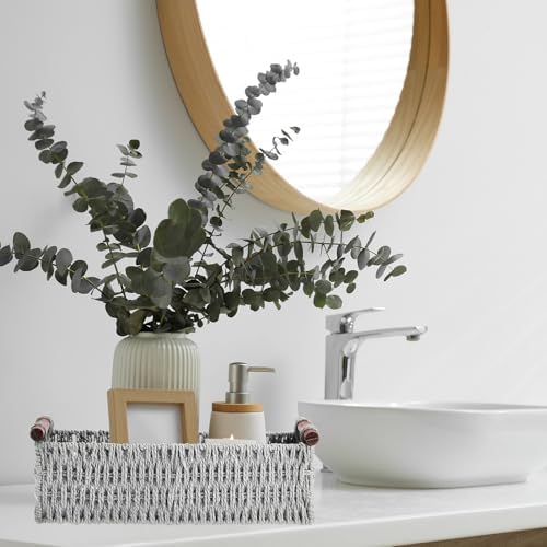 Boao 3 Pcs Boho Storage Wicker Baskets Handmade Woven Decorative Paper Rope Baskets for Organizing with Handle Counterto