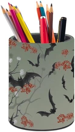Bats Flowers Pen Holder Pencil Cup for Desk Organizer