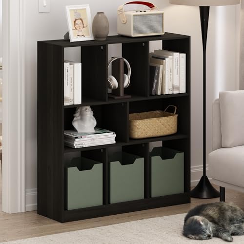Furinno DALY Book Shelf, 8-Cube Bookshelf, Horizontal Cube Storage Organizer Bookcase, 10.9 x 35.4 x 39.4, for Living Ro