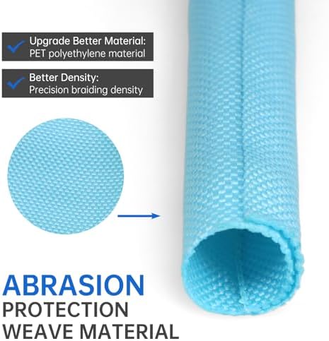 Split Braided Cable Sleeve，Flexible Wire Loom Tubing, Automotive Cord Protector Pet Proof, Cable Management for Computer