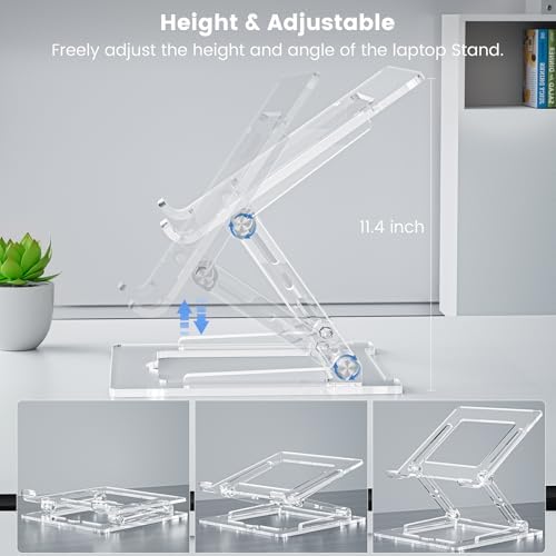 Laptop Stand for Desk, Portable Acrylic Laptop Riser, Ergonomic Adjustable Computer Stand Holder for Notebook MacBook Ai