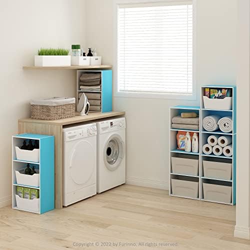 Furinno LUDER 3-Tier Book Shelf, Open Shelves Bookshelf, Light Blue/White