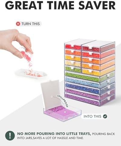 CATEARED Trabricks 2-in-1 Stackable Diamond Art Trays With Lids, Diamond Art Storage, Craft and Bead Storage Organizer &