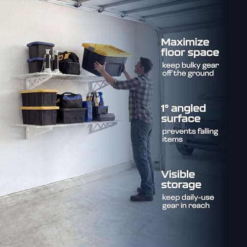 MonsterRax 24x48 White Garage Wall Shelf 2-Pack, 500lb, White
