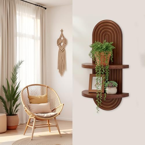SweetSage Mordern Wall Shelf with Arched Mid Century Art Boho Decor Design Floating Shelves for Home Bedroom Living Room
