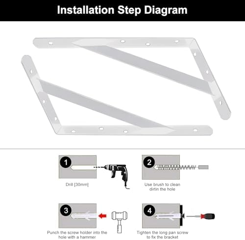 20 Inch Heavy Duty Floating Shelf Brackets, 4 6 8 10 12 14 16 18 Inch Wall Mounted Brackets for Heavy Shelves(White, 3 P