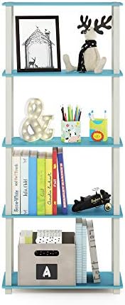 Furinno TURN-S-TUBE Book Shelf, 5-Tier Toolless Storage Shelves with Square Tubes, Shelving Unit for Organization and St