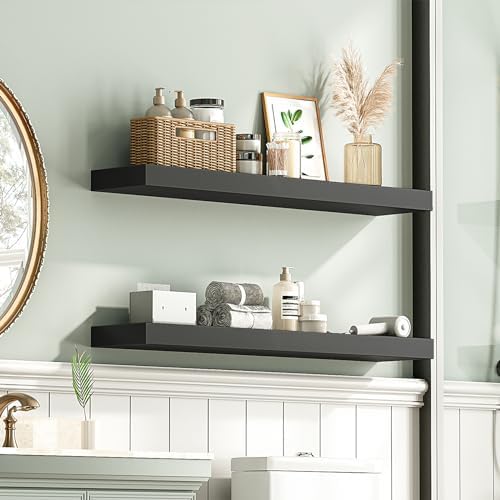 HOOBRO Floating Shelves for Wall, Wall Mounted Shelf Set of 2, 31.5" Hanging Shelf with Invisible Brackets, for Wall Dec