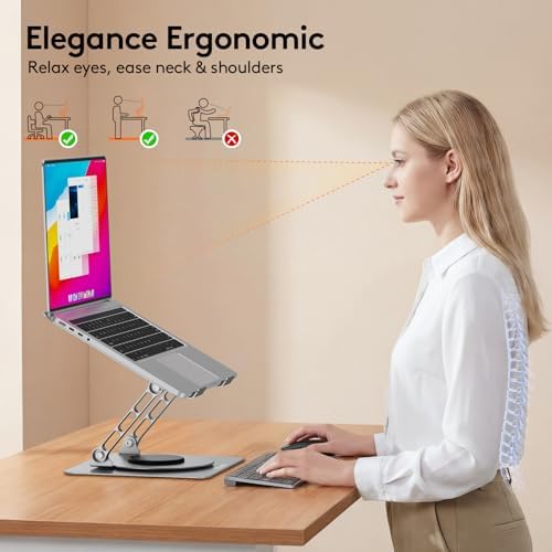 TECKNET Laptop Stand for Desk, 360° Rotating Laptop Stand for 10-17" Laptop