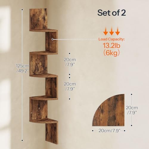 HOOBRO Corner Shelf Wall-Mounted, Set of 2 Floating Corner Shelves for Wall