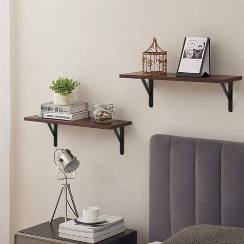 20 Pack L24 x H 12" Black Heavy Duty Shelf Brackets with Screws Metal Shelf Brackets Shelf Support Angle Brackets for Sh