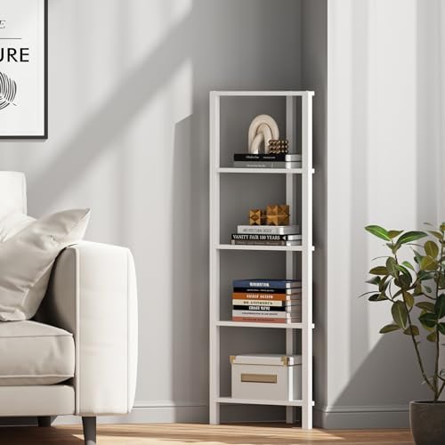 TUTOTAK Corner Shelf, 5-Tier Corner Bookshelf for Small Space