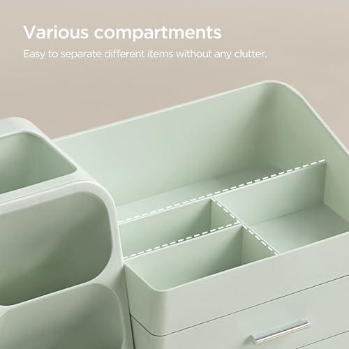 HBlife Makeup Organizer with Brush Holder for Vanity, Large Plastic Bathroom Countertop Organizer Skin Care Storage, Eas
