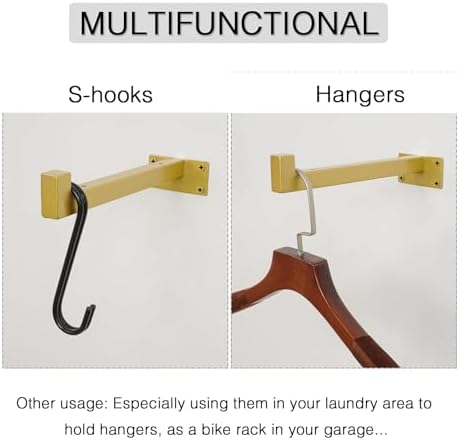 OVOV 6 Pack 6 Inch Gold Shelf Brackets with Lip Wall Shelf Brackets