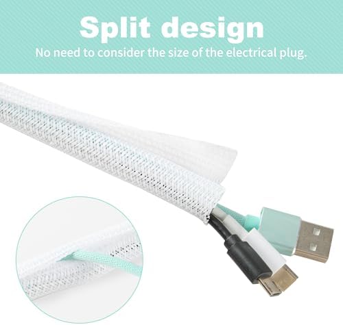 Cable Sleeve 2PCS 1.2 Inch x 5FT Self-Wrapping Wire Loom