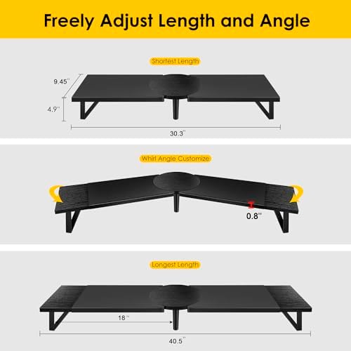 Across-Star Dual-Monitor Stand for Desk - Large Adjustable Length and Angle Riser for 2 Monitors, Double Computer Deskto