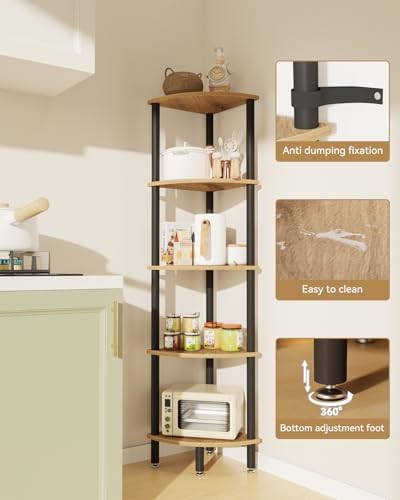 IBUYKE 5 Tier Corner Shelf Stand,Industrial Corner Display Rack WBC010K