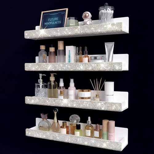 4 Pack Nail Polish Wall Rack, Rhinestone Acrylic Organizer