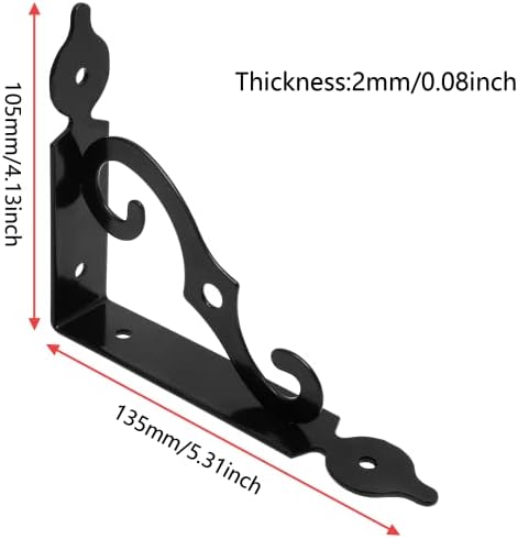 Luomorgo L Bracket Decorative Shelf Brackets, 5.4 Inch, Black, 2 Pcs