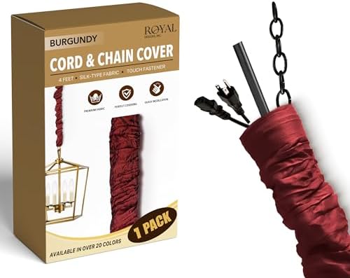 Royal Designs, Inc. CC-27-BUR Burgundy Cord & Chain Cover 4' Silktype Fabric Touch Fastener, Burgundy