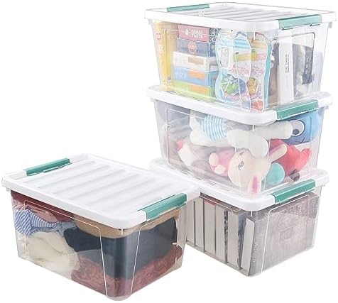 Quickquick 36 Quart Latch Clear Storage Tote, Plastic Storage Bin with Latching Lid, 6 Packs