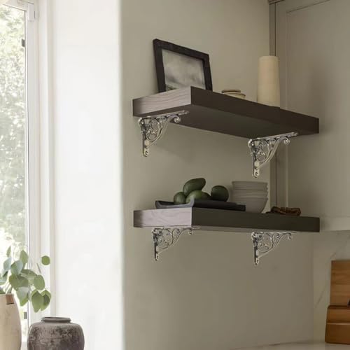 Ornate Decorative Shelf Brackets 10 inch Small Wall Mounted Shelving Bracket 2 Pack Antique Bronze Vintage Shelf Bracket