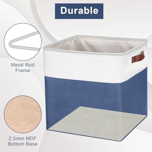 Bagnizer 13x13 Cube Storage Bins, Collapsible Fabric Storage Box, 4 Pack Closet Baskets with Handles for Organizing, She