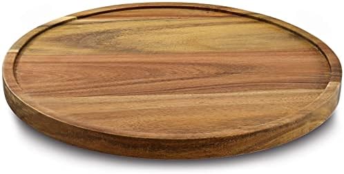 13" Acacia Wood Lazy Susan Organizer Kitchen Turntable for Cabinet Pantry Table Organization