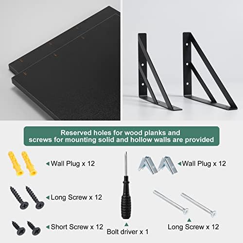 Tectocker-DOU 2 Pc Deep Floating Wall Shelves, Heavy Duty, 16x12, Black
