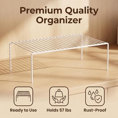 iPEGTOP Kitchen Cabinet Storage Shelf Rack, Set of 2 Large (15.7 x 9.4 Inch) Rustproof Metal Wire Shelves Spice Shelf Ra