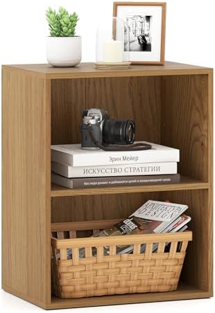Tangkula 2-Cube Bookcase, Floor Standing Open Bookshelf, 5-Position Adjustable Shelf, Modern Display Shelf, Anti-Topplin