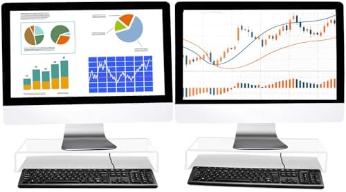 Jetec 2 Pcs Acrylic Monitor Stand Desktop Computer, Clear, 20 x 8 x 3 Inch