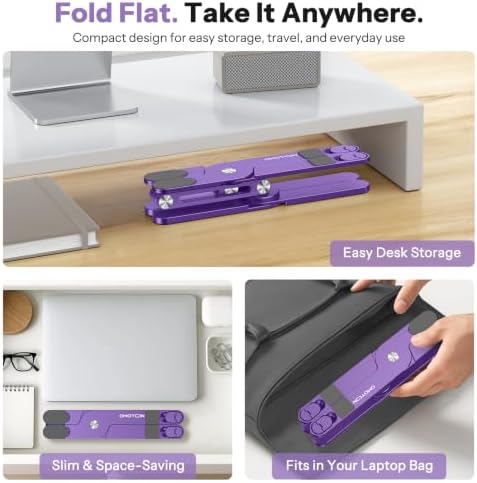 OMOTON LA10 360° Rotating Laptop Stand Riser Foldable for Desk, Purple